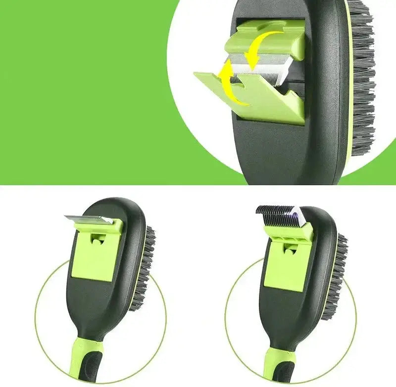 5-in-1 pet grooming kit showing multi-functional brush for effective dematting and deshedding pets.
