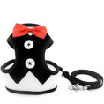 Load image into Gallery viewer, Chic no pull dog harness and leash set with red bowtie, perfect for stylish pet walks.
