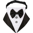 Load image into Gallery viewer, Elegant bow tie dog collar featuring tuxedo design with adjustable strap for stylish pet outfits.
