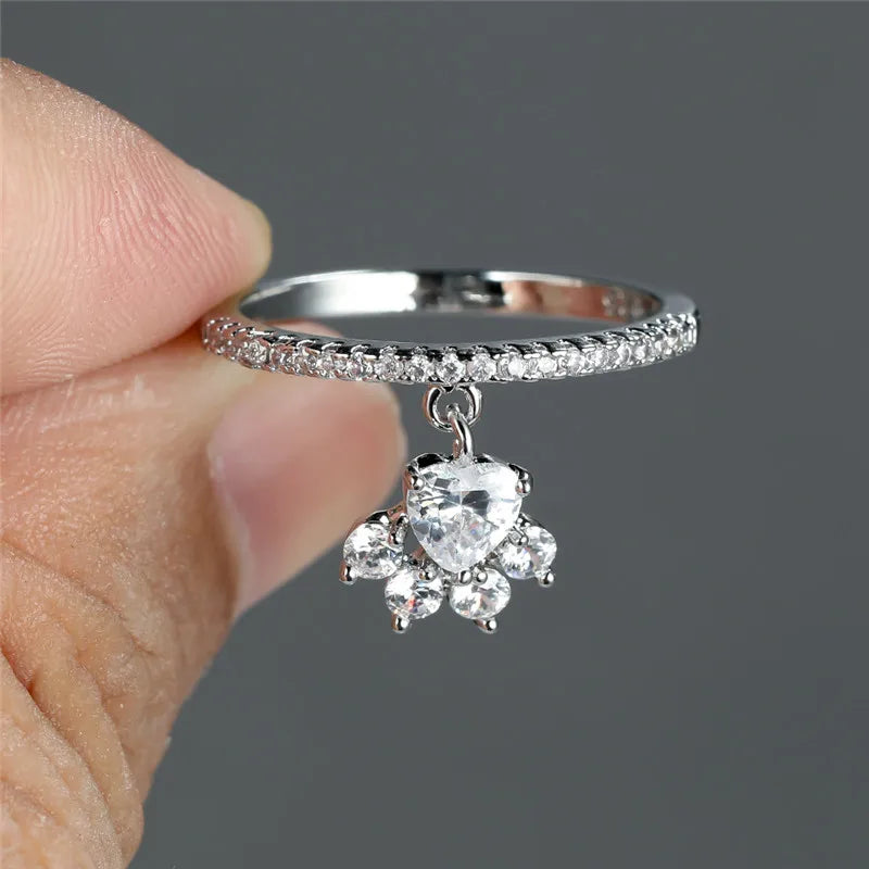 Charming Cat Paw & Dog Claw Zircon Ring for Women