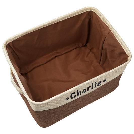 Custom Dog Toy Basket with Personalized Name Print