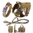 Load image into Gallery viewer, Tactial Dog Harness No Pull Set in camouflage design including harness leash collar and accessory bags for training service dogs - littlepawgive
