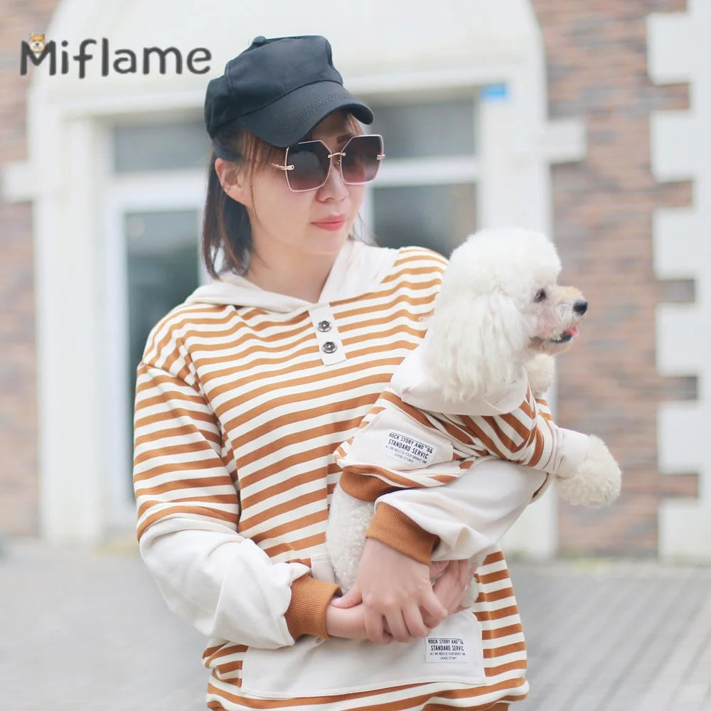 Striped Hooded Dog & Owner Matching Outfits - Spring/Summer
