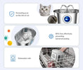 Load image into Gallery viewer, Infographic showcasing benefits of pet water fountain: acne prevention, BPA-free, dishwasher safe features.

