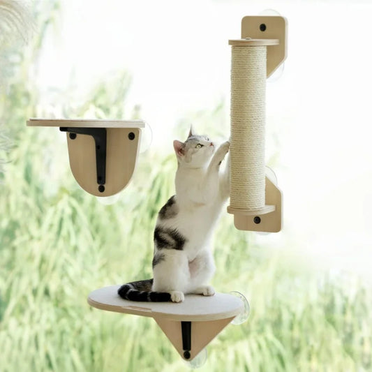 Cat Window Perch with Climbing Steps & Scratching Post