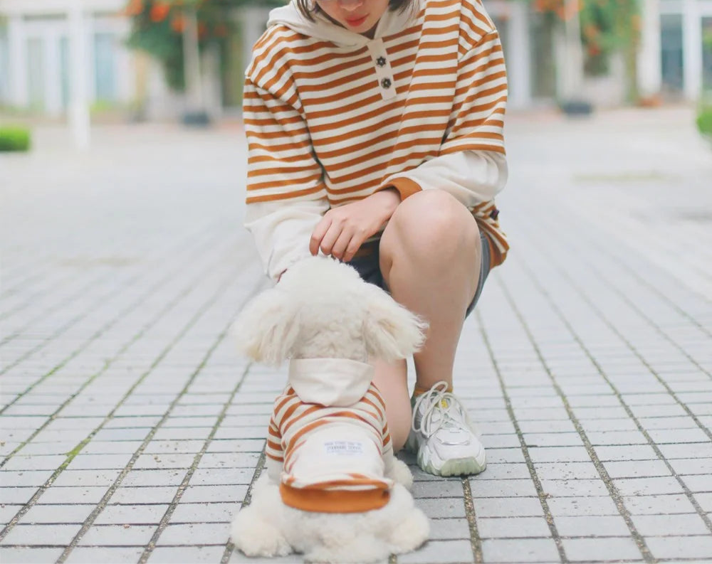 Striped Hooded Dog & Owner Matching Outfits - Spring/Summer