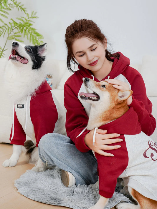 Pet Autumn Winter Letter Print Dog Sweatshirt With Hood Medium & Large Dog Clothes Owner Pet Parent-Child Wear Clothing