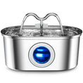 Load image into Gallery viewer, 3.2L stainless steel pet water fountain with dual streams and blue LED light for enhanced hydration.

