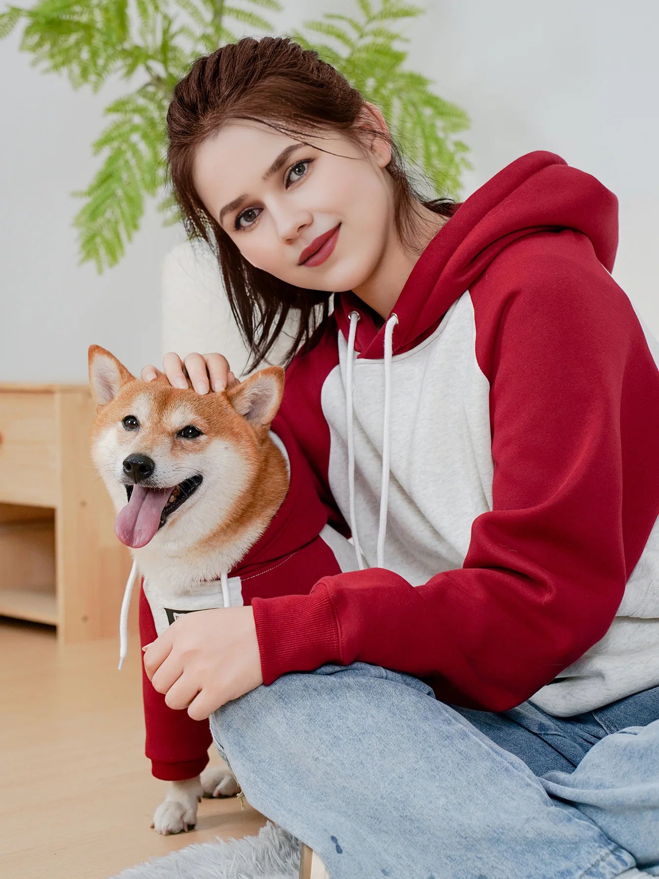Pet Autumn Winter Letter Print Dog Sweatshirt With Hood Medium & Large Dog Clothes Owner Pet Parent-Child Wear Clothing