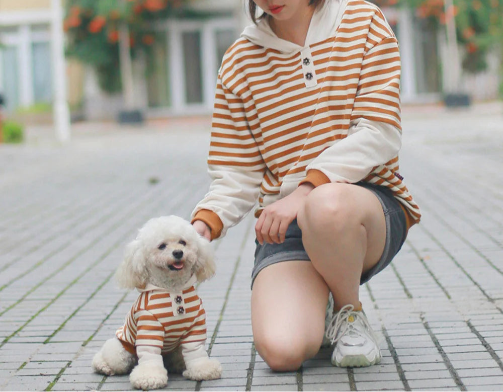 Striped Hooded Dog & Owner Matching Outfits - Spring/Summer