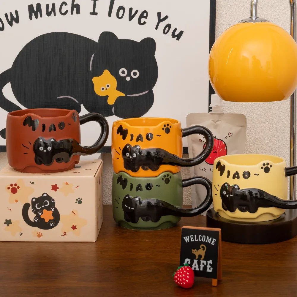 Charming Vintage Cat Ceramic Mug - Perfect Gift!