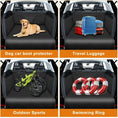 Load image into Gallery viewer, Dog trunk cover mat showcasing pet protection, travel luggage, outdoor sports gear, and swimming ring.
