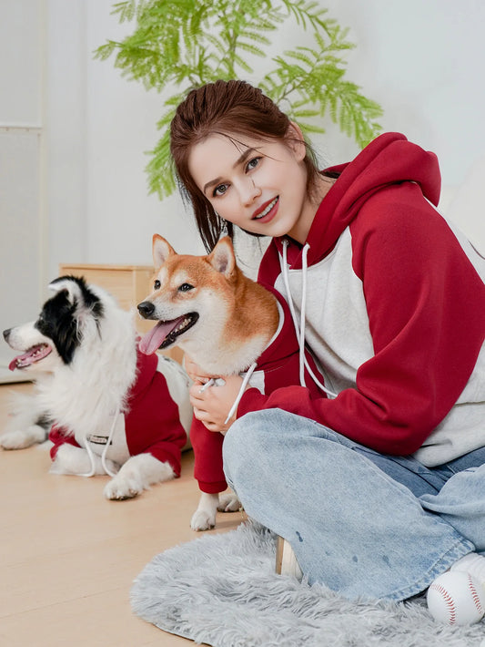 Pet Autumn Winter Letter Print Dog Sweatshirt With Hood Medium & Large Dog Clothes Owner Pet Parent-Child Wear Clothing