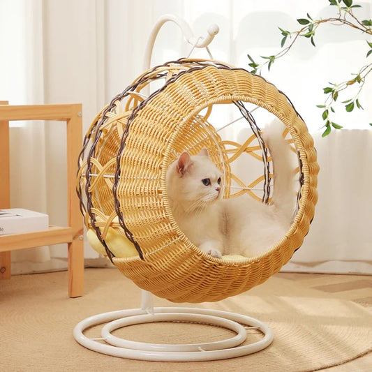 Luxurious Rattan Cat Cradle Bed – Ultimate Comfort for Your Pet