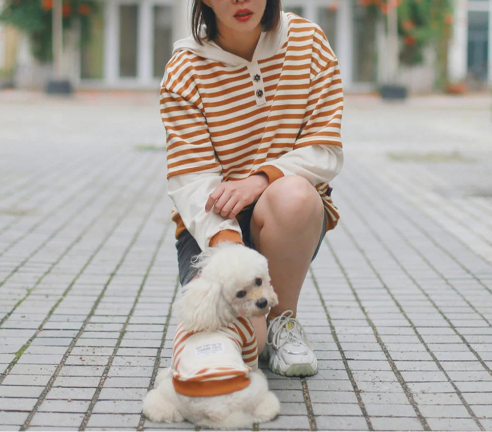 Striped Hooded Dog & Owner Matching Outfits - Spring/Summer