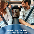 Load image into Gallery viewer, Family enjoying a car ride with a dog, showcasing a 5-in-1 waterproof dog car seat cover in the back seat.
