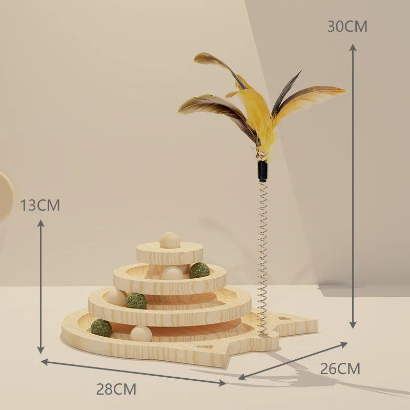 Wooden Cat Toy Tower - Engage & Entertain
