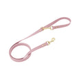 Load image into Gallery viewer, Pink leather cat leash with gold hardware, perfect for stylish and secure outdoor adventures.
