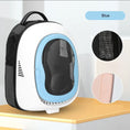 Load image into Gallery viewer, Space Capsule Cat Backpack in blue with a clear front, designed for stylish and comfortable travel for pets.
