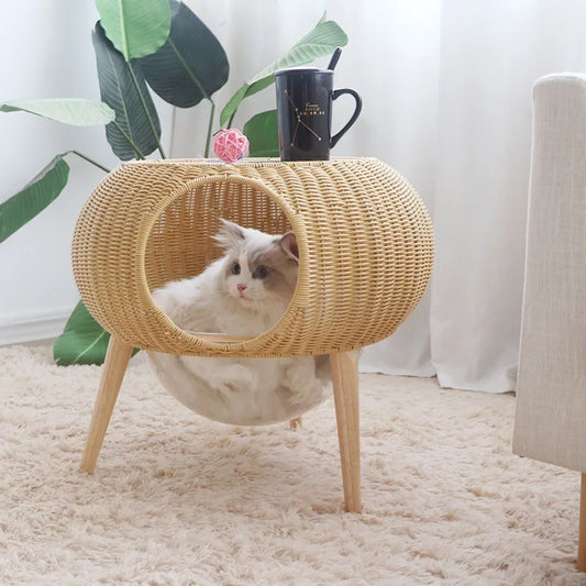 Space Capsule Rattan Cat Nest – Comfort for Your Feline