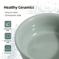 Load image into Gallery viewer, Adjustable ceramic pet bowl interior showcasing healthy, easy-to-clean materials, dishwasher and microwave safe icons.
