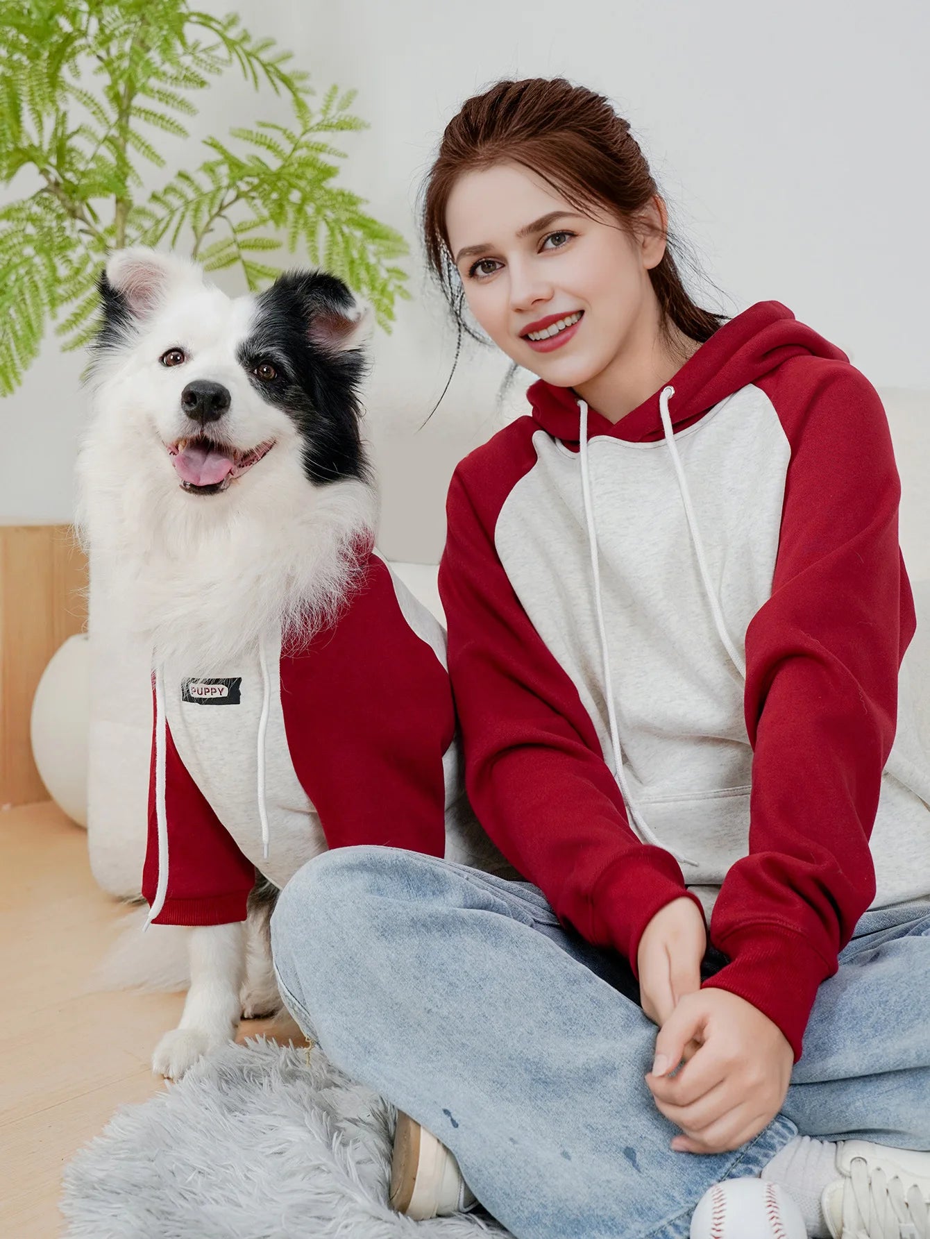 Pet Autumn Winter Letter Print Dog Sweatshirt With Hood Medium & Large Dog Clothes Owner Pet Parent-Child Wear Clothing