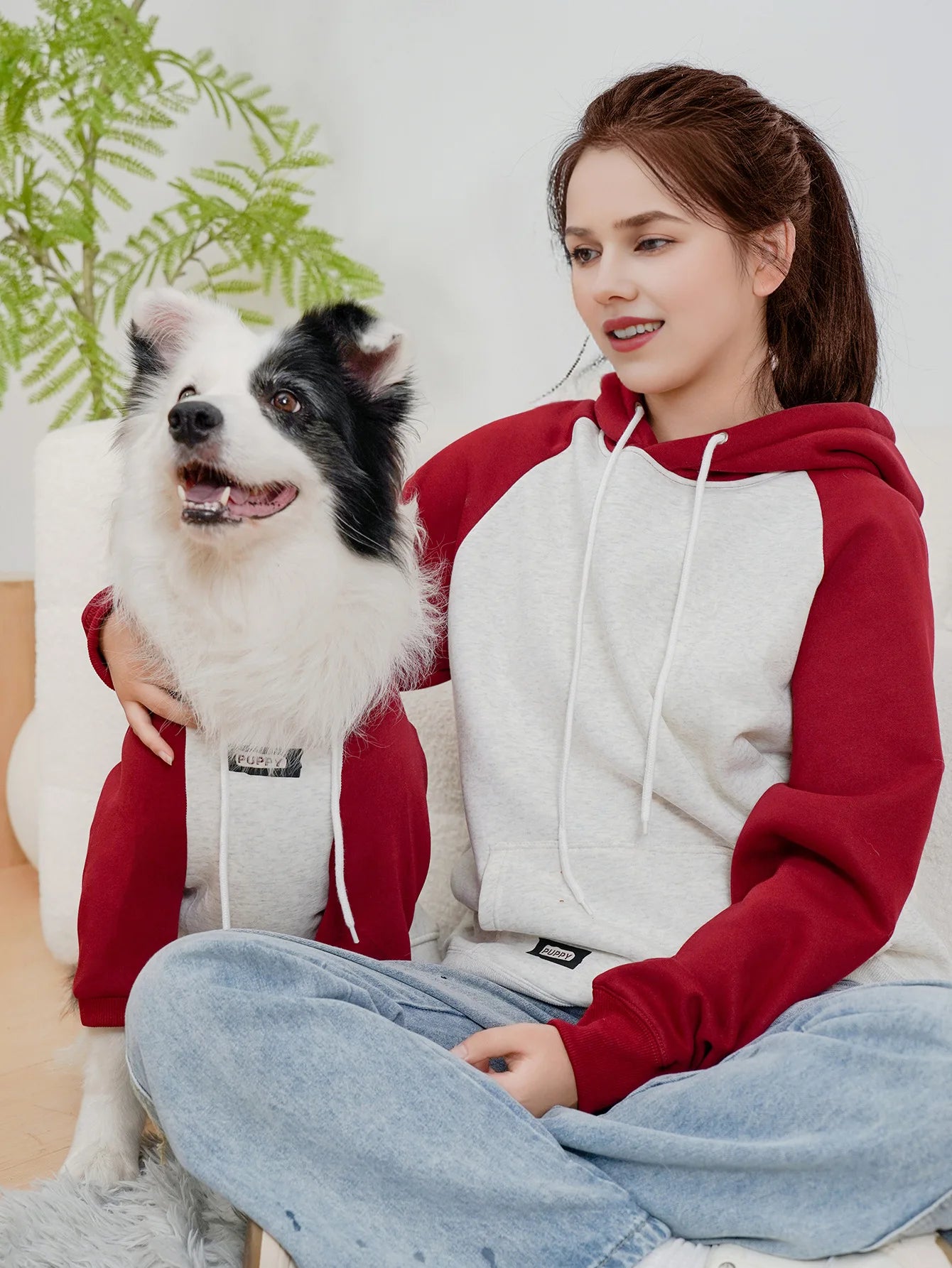 Pet Autumn Winter Letter Print Dog Sweatshirt With Hood Medium & Large Dog Clothes Owner Pet Parent-Child Wear Clothing